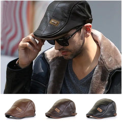 🔥【😍Понуда за ограничено време】Винтиџ висококвалитетна кожана беретка